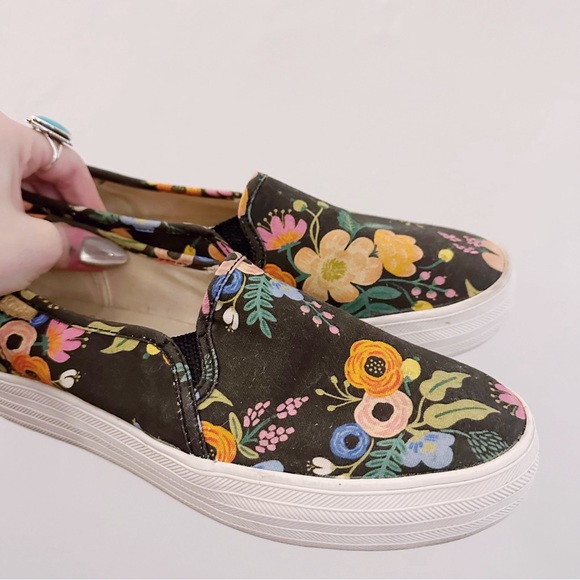 Rifle Paper Co x Keds Slip Ons Floral Sneakers Printed Shoes - Picture 2 of 7